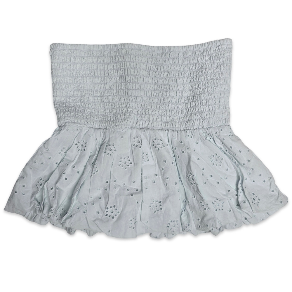 American Eagle Strapless Smocked Eyelet Tube Top Women’s Medium Light Blue NWT